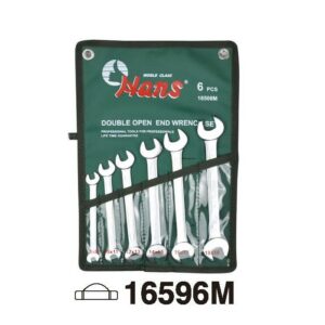 6-piece double open-end wrench set in 1151M/A canvas roll pouch. Ideal for compact tool storage and portability