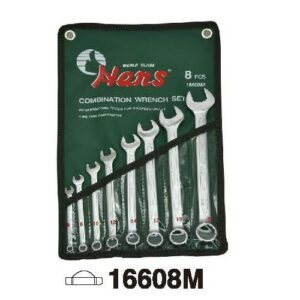 16608M Slim Combination Wrench Set – 8 Pcs in Wrench Roll Pouch (Metric)