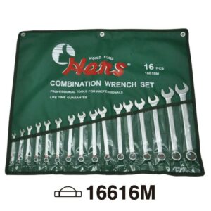 16616A SAE Combination Wrench Set – 16 Pcs in Roll-Up Wrench Pouch Bag