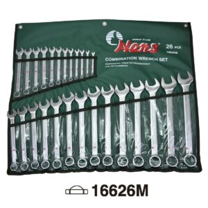 16626M Combination Wrench Set – 26 Pcs Metric Slim Type in Roll Pouch Bag
