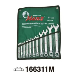 11-Piece Metric Wrench Roll Pouch Set – 45° Offset Combination Wrenches – 166311M