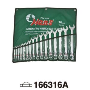 16-Piece SAE Offset Wrench Roll Pouch Set – 45° Offset Combination Wrenches – 166316A