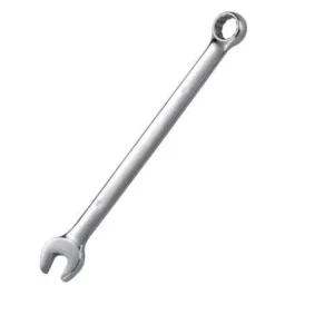 Extra-long combination wrench in Metric and SAE. Mirror finish, 15° offset ring, die-stamped sizes. Ideal for high-reach torque and leverage jobs.