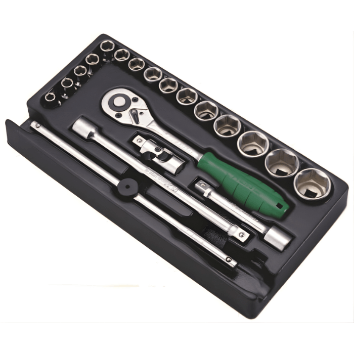 TT-16 (1) TT-16A Socket Wrench Set – 20 Pieces (SAE)-Plastic Tray