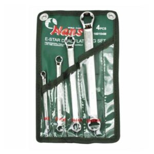 1110E "E‑Star" Dual-Flat Ring Wrench Set – Wrench Roll Pouch, Metric