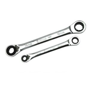 160642M Reversible Gear Ring Wrench Set – 2 Pcs 4-in-One Flex Ring Wrenches in Roll Pouch