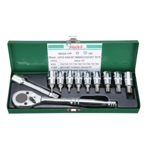 46024-11P: 1/2" Drive 11-Piece Bit Socket Set (Polished Handle)