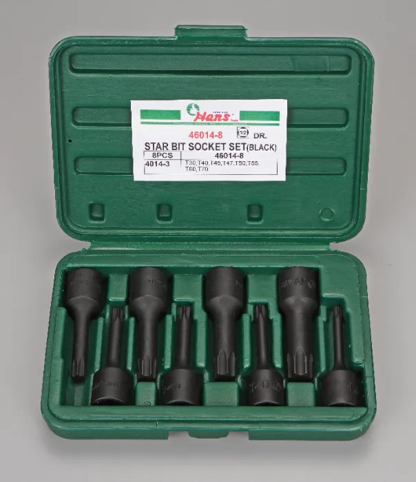 46014-8-0-min 8-Piece Star Bit Socket Set – ¼″ & ⅜″ Drive Impact Sockets | Cr-Mo Steel