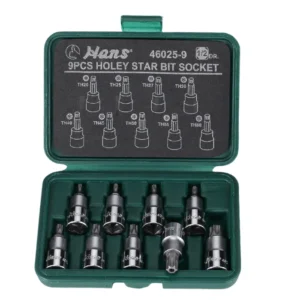 46025-8/9- Holey Star Bit Socket Set-½" Drive- 8 & 9 PCs