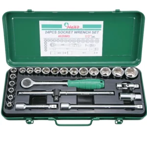 4626MG/AG —½″ Drive Socket Wrench Set, 24 Pcs (6-Point or 12-Point), G-Handle Ratchet, Metal