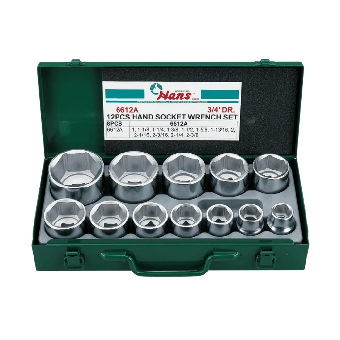 6612A (2) (1) 6612A- Hand Socket Set- ¾" Drive- 12 Pcs