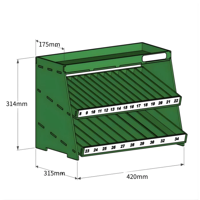 Socket set in metal display stand