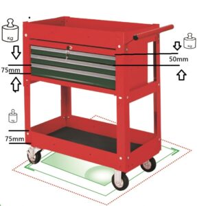 9943 workshop 3 drawers tool cart with bottom shelf