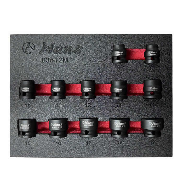 83612M 83612M-Low Profile Impact Socket Set-12 PCs- 3/8"Drive