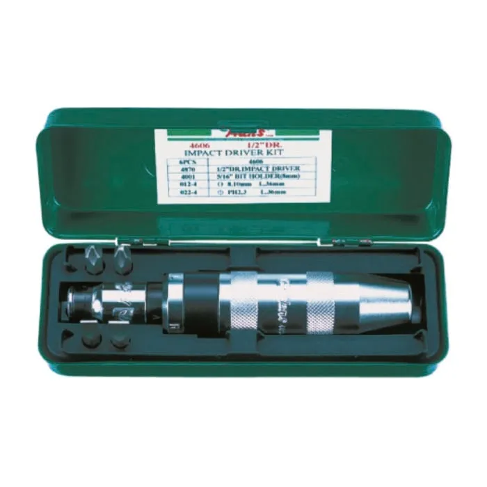 4606 PIC-min 4606-6 – ½" Drive Manual Impact Driver Kit (6 PCs, S45C Steel)