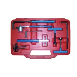 EBTA-8 Universal Belt Tension Adjuster Set is a precision-engineered tool kit designed for adjusting timing and auxiliary belts on popular European car brands. This 8-piece set ensures correct tensioning for optimal performance and extended belt life. Vehicle Compatibility: Suitable for Alfa Romeo, Fiat, Citroën, Peugeot, Renault, and Volkswagen (VW) models. Professional Use: Helps mechanics maintain accurate belt alignment and tension to prevent premature wear or engine damage. Sturdy Construction: Made of high-strength materials with ergonomic blue handles for comfortable grip and durable use. Versatile Design: Includes various tools and spacers to match different engine layouts and tensioner designs. Storage Case Included: Comes in a compact red carry case for organized storage and easy portability.