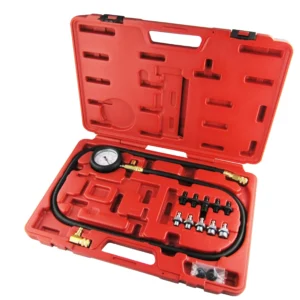 Quickly test engine and transmission oil pressure with 0–150 psi gauge. Includes SAE and metric thread adapters. Ideal for most vehicles.