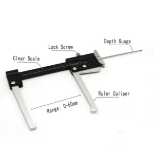 Precision gauge for checking disc brake wear and tire tread depth. Measures from 0 to 60mm. Durable, compact, and essential for brake inspection.
