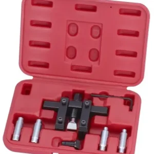 Universal steering knuckle spreader tool for safe and easy disassembly of struts. Fits most VAG, BMW, Ford, Renault, Citroen, Peugeot, and Japanese vehicles.