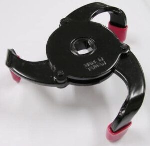 Adjustable 3-leg oil filter wrench with ⅜" drive, fits 65–95mm filters. One-way design-OFW3-2SS