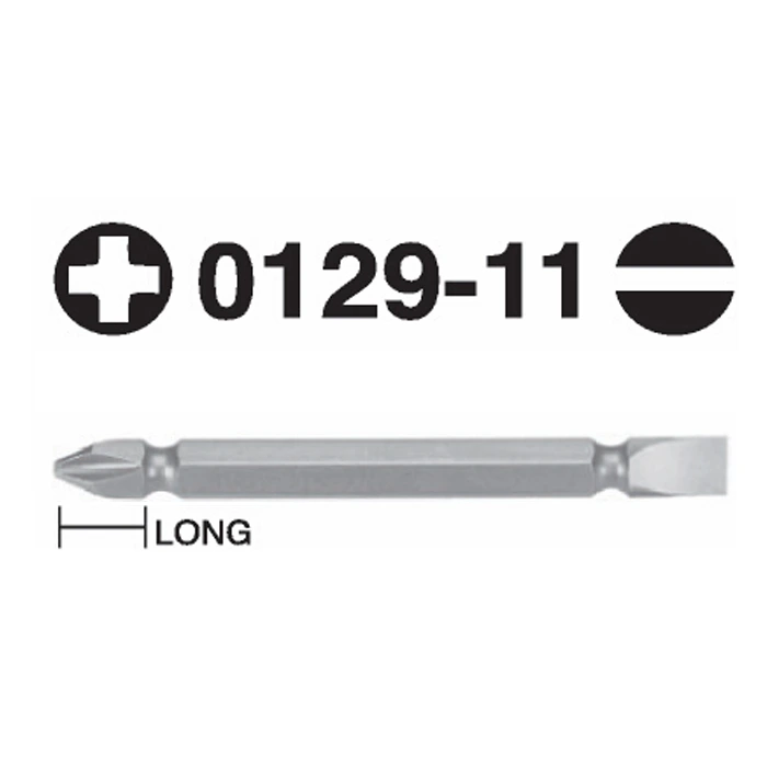 0129-11 0129-11 Double-Ended Phillips & Slotted Hex Shank Screwdriver Bit – 1/4"