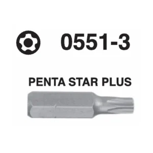 0551-3 Penta Star Plus Hex Shank Screwdriver Bit – ¼'' Drive