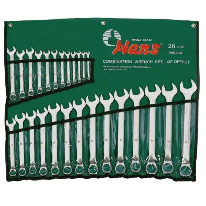 166426M 0304-min 166426M 26-Piece Combination Wrench Set – 45° Offset in Wrench Roll Pouch Bag