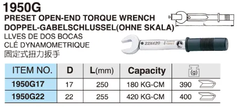 1950G Preset Open-End Torque Wrench