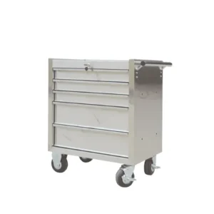 9915K INOX Stainless Steel Tool Trolley – 5-Drawer Cabinet with Lock and Casters (68W x 46D x 84.6H cm)