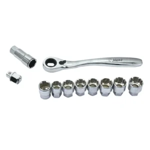 11 PCs Spline Go-Thru Socket Set H4P611 (½" Drive)