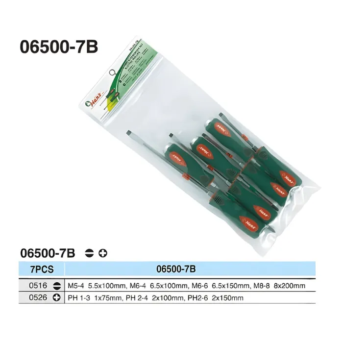 06500-7B is a 7-piece go-thru screwdriver set